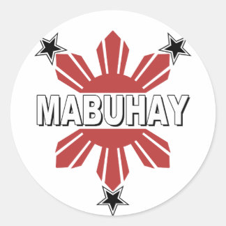 Adesivo Redondo Mabuhay Filipino Sun e Star