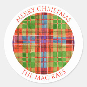 Adesivo Redondo MAC RAE TARTAN Grandes selos de envelopes redondos