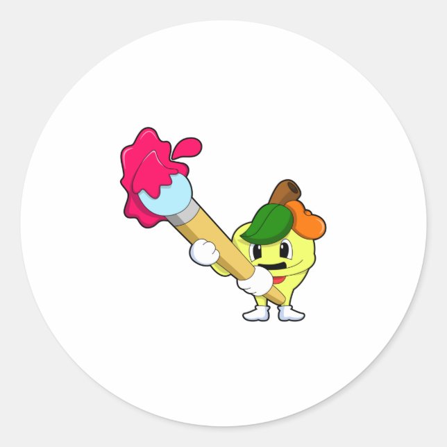 Adesivo Redondo Maçã como Pintor com Pintor (Frente)