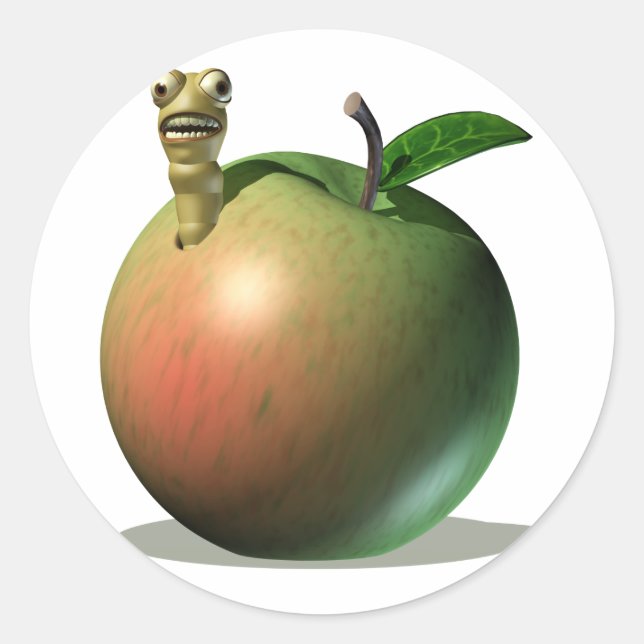 Adesivo Redondo Maçã De Comida De Grub (Frente)