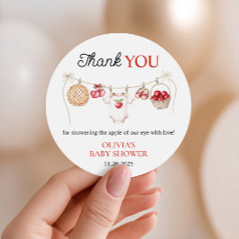 Adesivo Redondo Maçã do nosso Chá de fraldas de Colheita do Orquíd