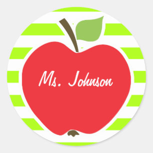 Adesivo Redondo Maçã sobre faixas horizontais de Verde limão elétr
