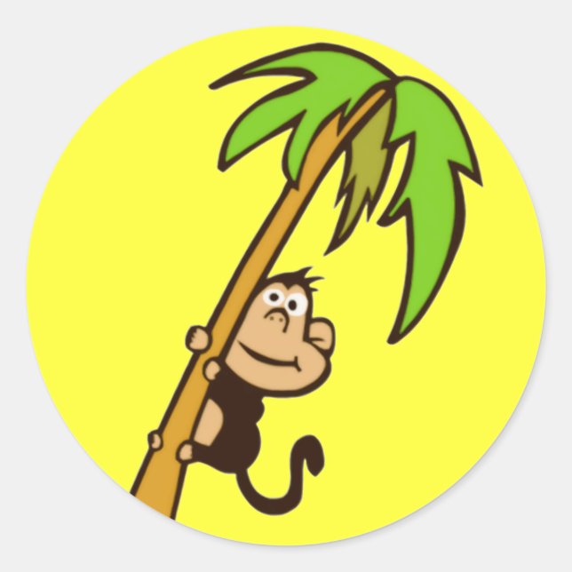 Adesivo Redondo Macaco acima de uma árvore (Frente)