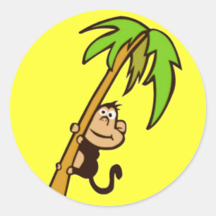 Adesivo Redondo Macaco acima de uma árvore