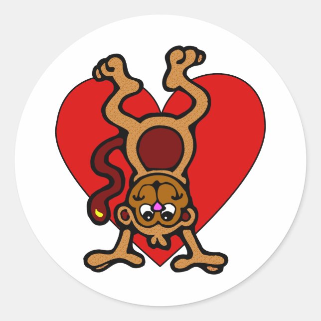 Adesivo Redondo Macaco Amor (Frente)