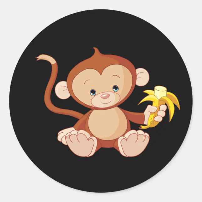 Adesivo Redondo Macaco criativo no desenho de esboço