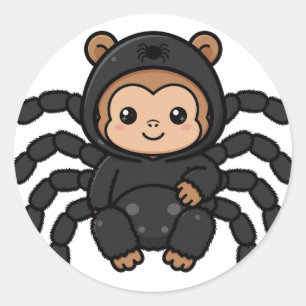 Adesivo Redondo Macaco Aranha de Halloween