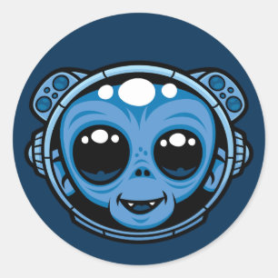 Adesivo Redondo Macaco Astronauta Fofo No Espaço