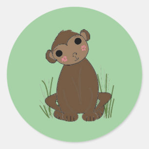 Adesivo Redondo Macaco Bebê da Selva