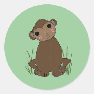 Adesivo Redondo Macaco Bebê da Selva