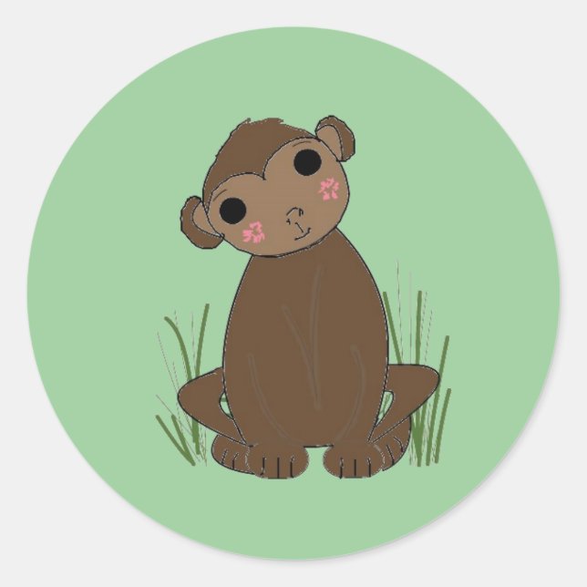 Adesivo Redondo Macaco Bebê da Selva (Frente)