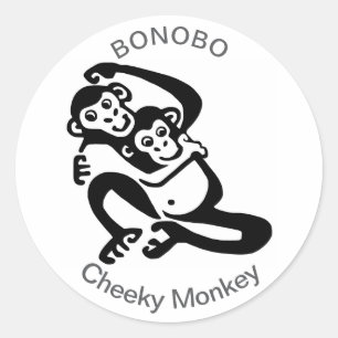 Adesivo Redondo Macaco Cheeky - BONOBO - África selvagem