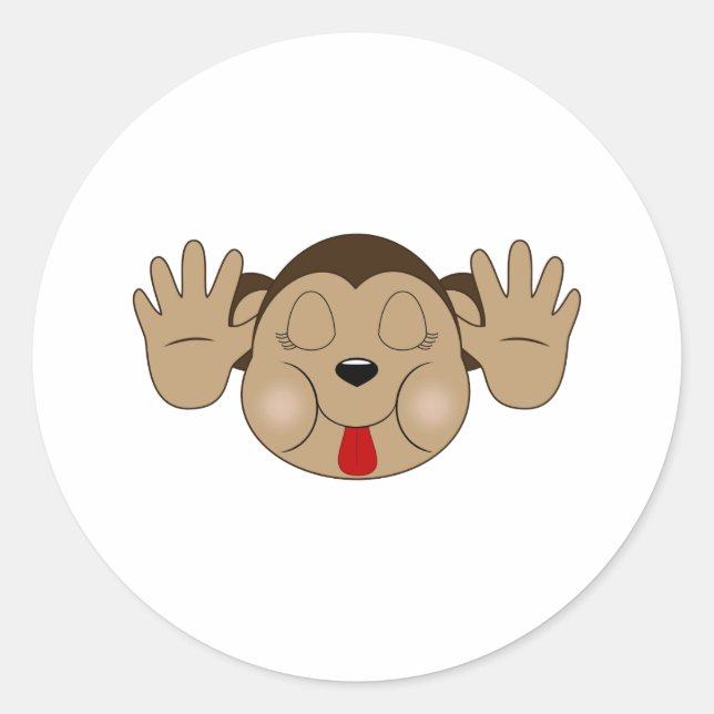 Adesivo Redondo Macaco com a Língua de Fora (Frente)