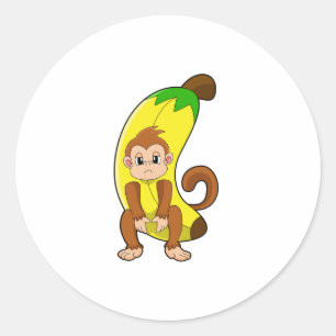 Adesivo Redondo Macaco com Banana