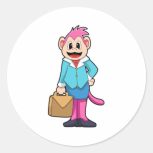 Adesivo Redondo Macaco como Secretário com Bag