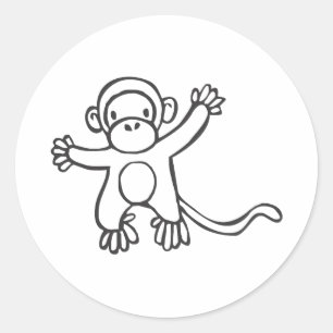 Adesivo Redondo Macaco criativo no desenho
