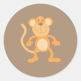Adesivo Redondo Macaco de Cartoon Bonito