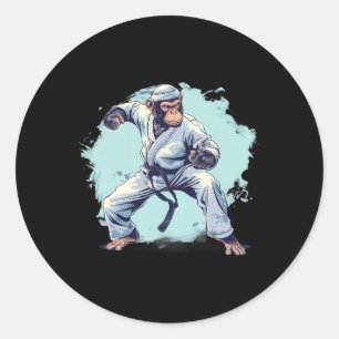 Adesivo Redondo Macaco de Karatê Artes Marciais Kickboxing Judô Mm