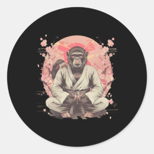 Adesivo Redondo Macaco de Karatê Jiu-jitsu Mma Artes Marciais Saku