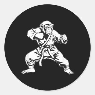 Adesivo Redondo Macaco de Karatê Taekwondo Kickboxing Mma Judô Mac