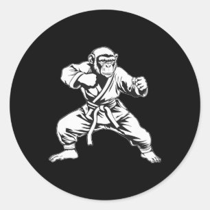 Adesivo Redondo Macaco de Karatê Taekwondo Kickboxing Mma Judô Mac