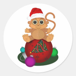 Adesivo Redondo Macaco de Natal