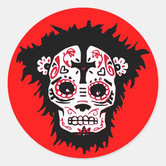 Adesivo Redondo macaco dia de los muertos (Frente)
