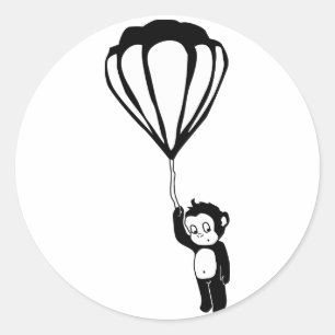 Adesivo Redondo macaco do vôo: balão de ar quente