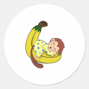 Adesivo Redondo Macaco dormindo de pijama