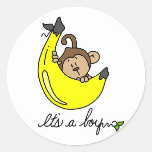 Adesivo Redondo Macaco é camiseta e presentes de um menino