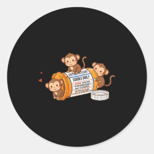 Adesivo Redondo Macaco Engraçado Antidepressivo Zoológico Meninos