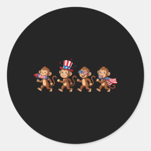 Adesivo Redondo Macaco Engraçado Bandeira Americana Dos EUA 250 An