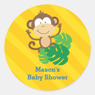 Adesivo Redondo Macaco Engraçado na Selva Personalizada
