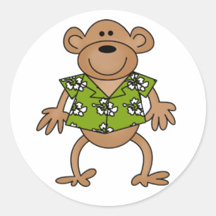 Adesivo Redondo Macaco havaiano tropical