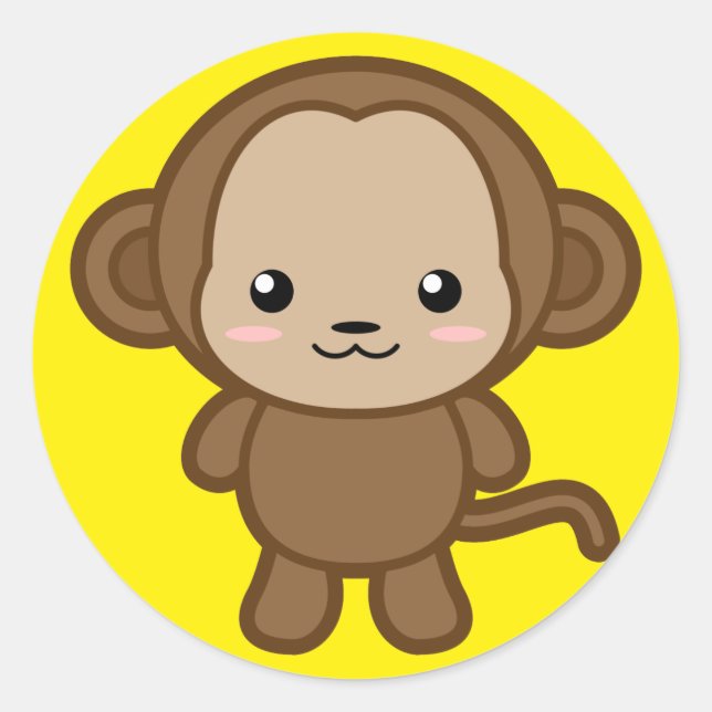 Adesivo Redondo Macaco Kawaii (Frente)