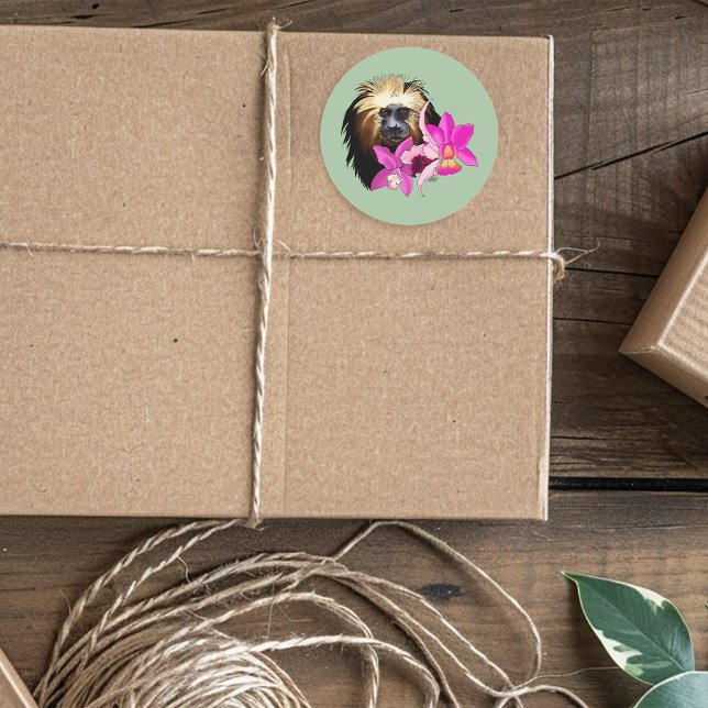 Adesivo Redondo Macaco Leão de Cabeça ouro (Criador carregado)