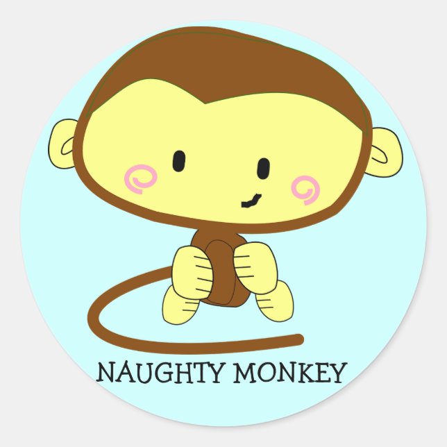 Adesivo Redondo Macaco malvado, Stickers (Frente)