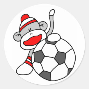 Adesivo Redondo Macaco-meia-futebol