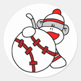 Adesivo Redondo Macaco-meias-beisebol