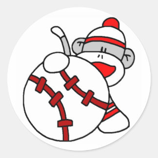 Adesivo Redondo Macaco-meias-beisebol