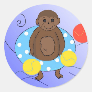 Adesivo Redondo Macaco nas Piscinas