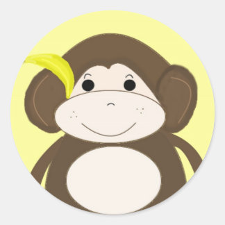 Adesivo Redondo Macaco Pequeno Bobo