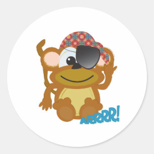 Adesivo Redondo Macaco pirata Goofkins fofo