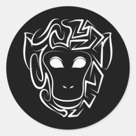 Adesivo Redondo Macaco preto e branco tribal