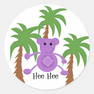 Adesivo Redondo Macaco Roxo Bobo