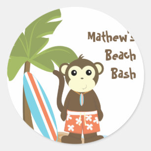 Adesivo Redondo Macaco surf