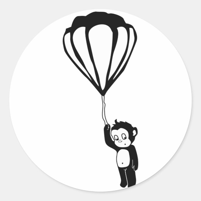 Adesivo Redondo macaco voador: balão de ar quente (Frente)