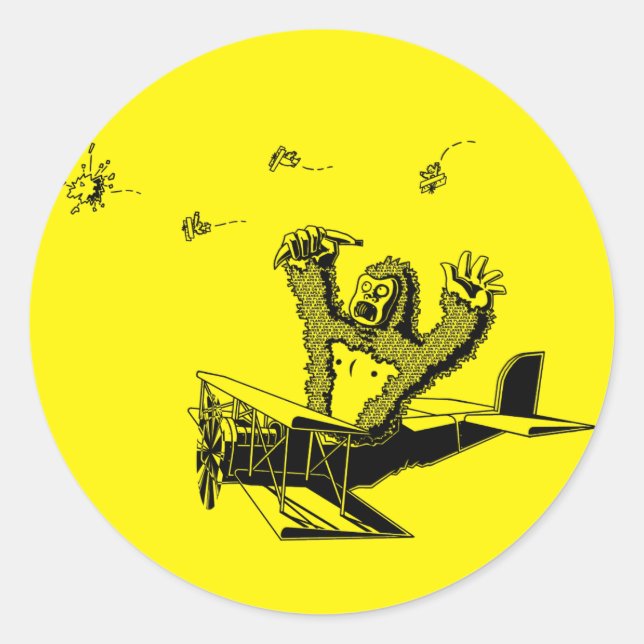 Adesivo Redondo Macacos Em Aviões (Frente)