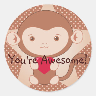 Adesivo Redondo Macacos-Stickers