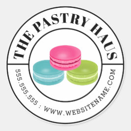 Adesivo Redondo Macarão Elegante e Texto Curvo